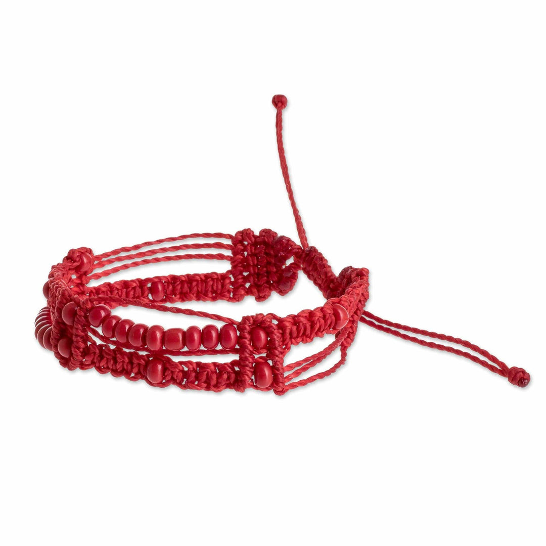 Red Macrame Bracelet - Mixco Trails in Red