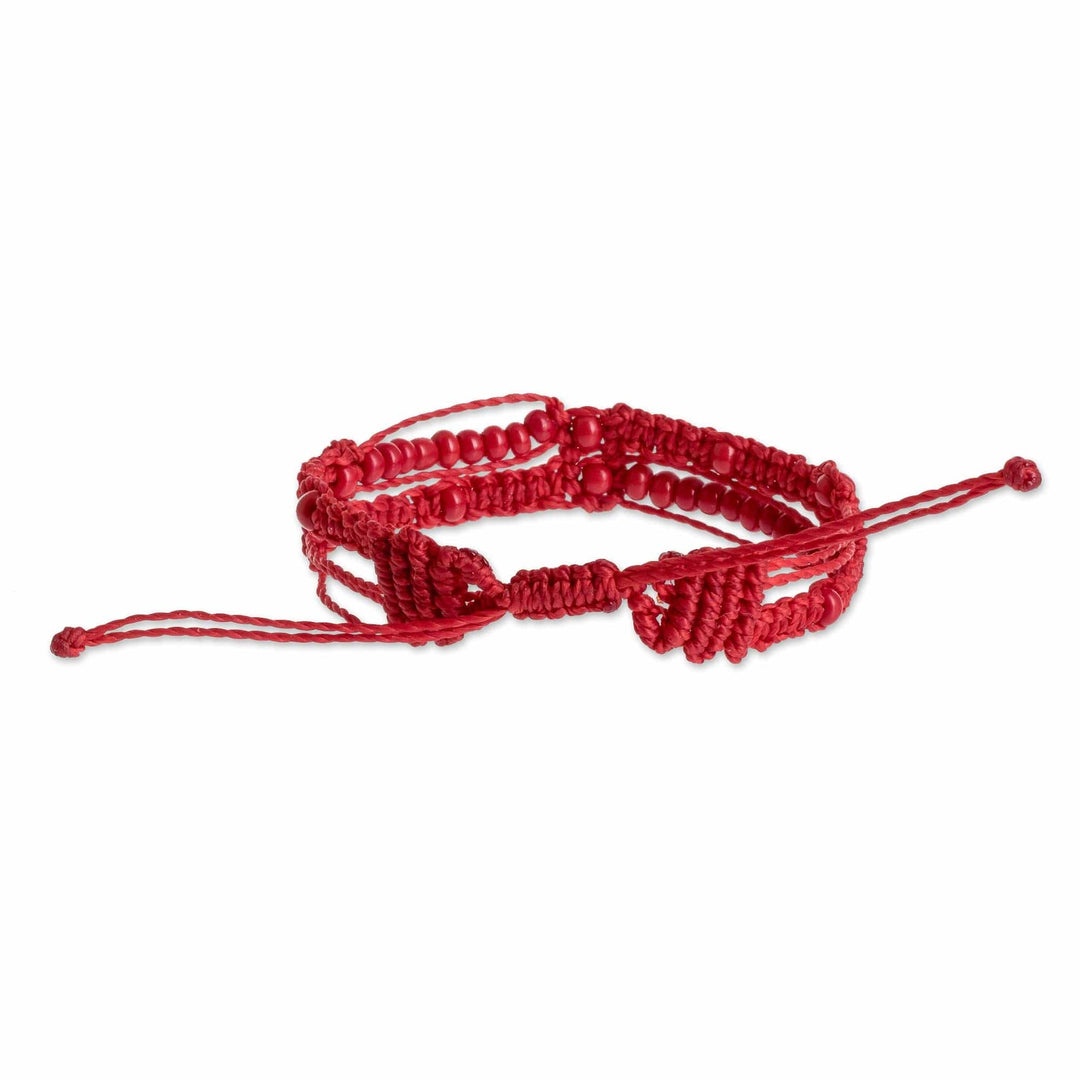Red Macrame Bracelet - Mixco Trails in Red