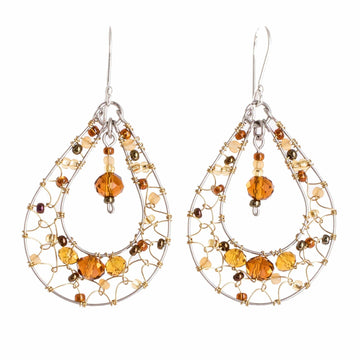 Double Drop Crystal Bead Dangle Earrings From Guatemala - Drop Sparkle