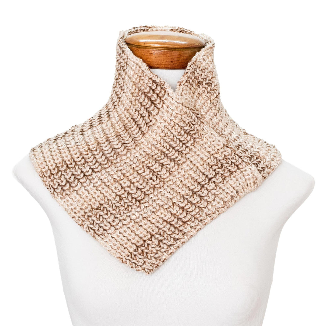 Brown and Beige Knitted Neck Warmer - Coffee Wrap