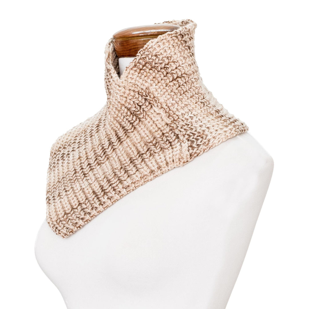 Brown and Beige Knitted Neck Warmer - Coffee Wrap