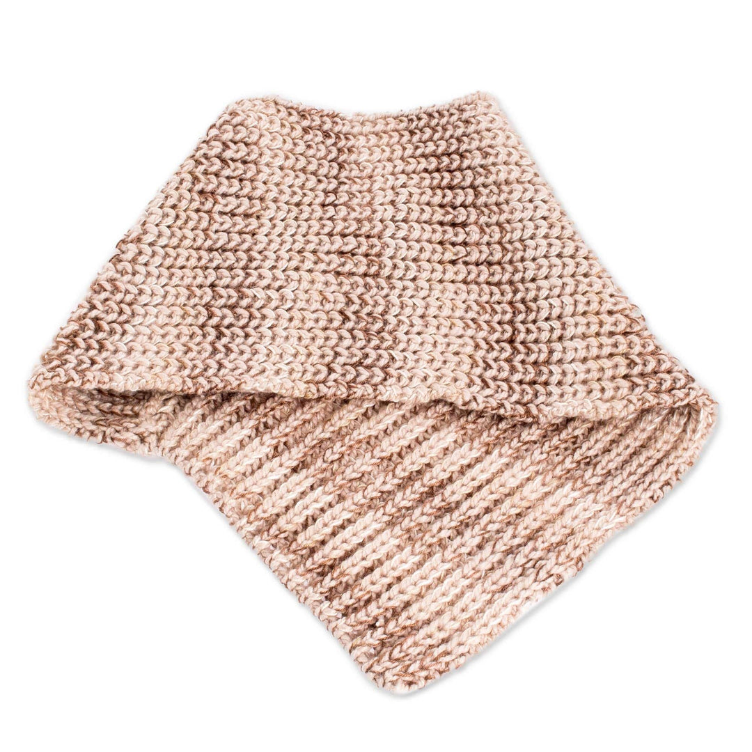 Brown and Beige Knitted Neck Warmer - Coffee Wrap