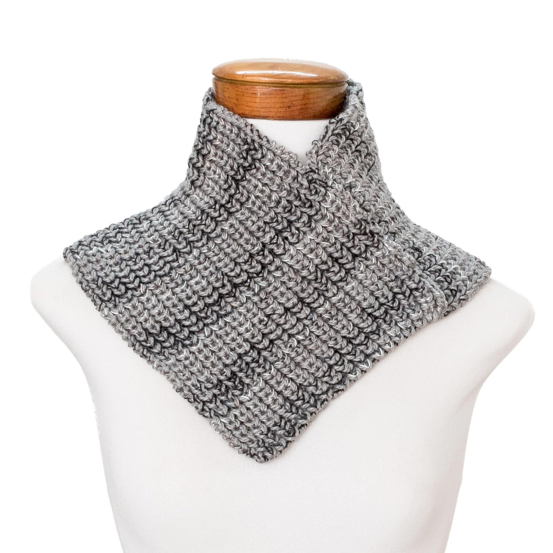 Black Grey and White Neck Warmer from Costa Rica - Grey Knit