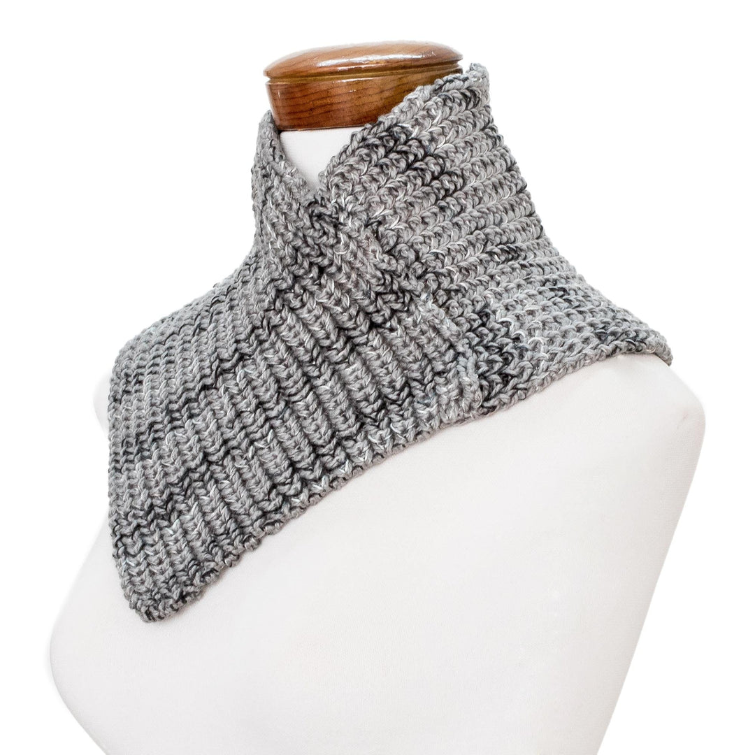 Black Grey and White Neck Warmer from Costa Rica - Grey Knit