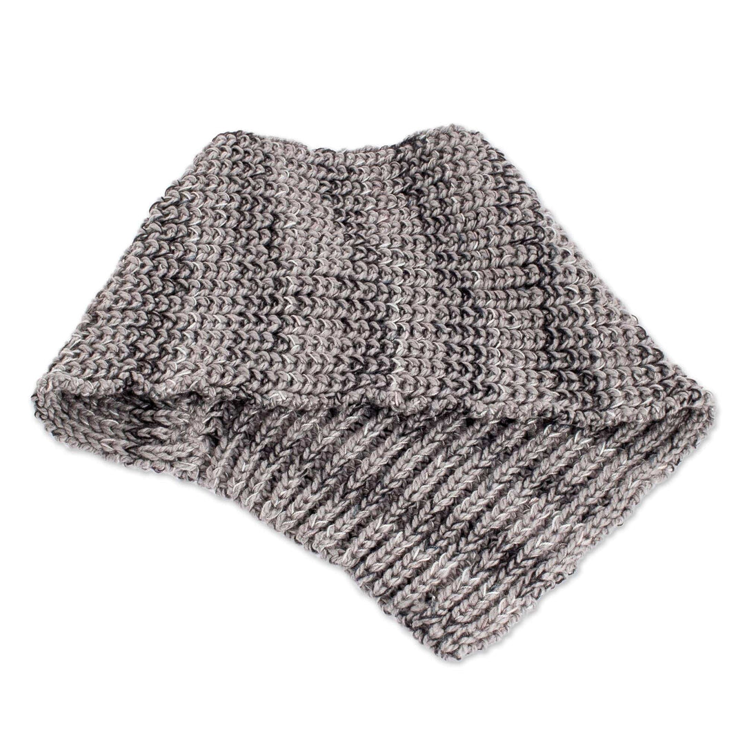 Black Grey and White Neck Warmer from Costa Rica - Grey Knit