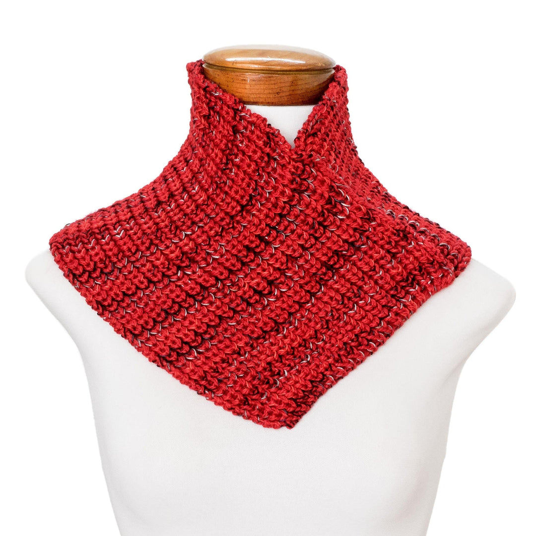 Red with Black Accents Knitted Neck Warmer from Costa Rica - Red Warmth
