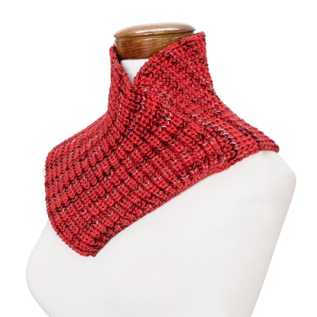 Red with Black Accents Knitted Neck Warmer from Costa Rica - Red Warmth