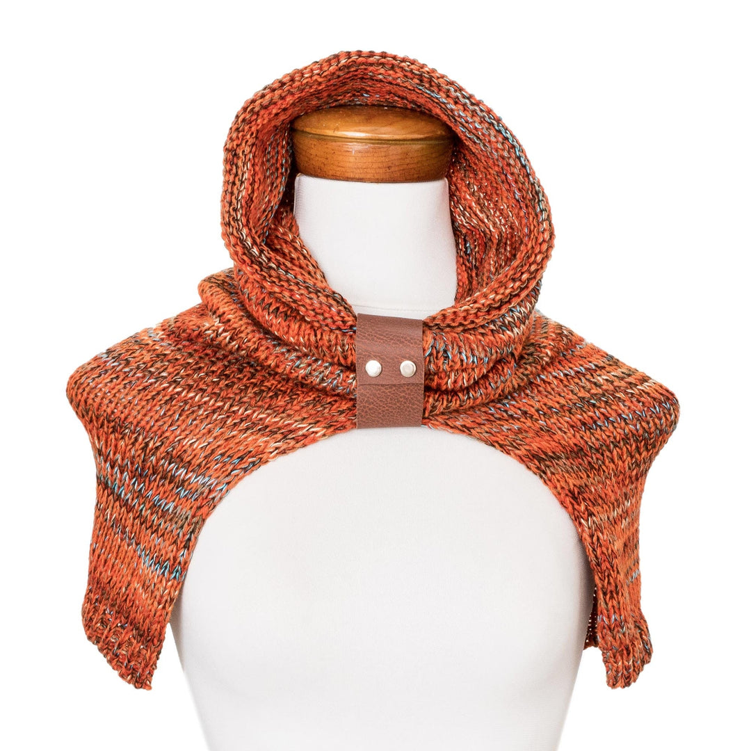 Orange Knit Hood and Cape Combination from Costa Rica - Orange Modern Cowl