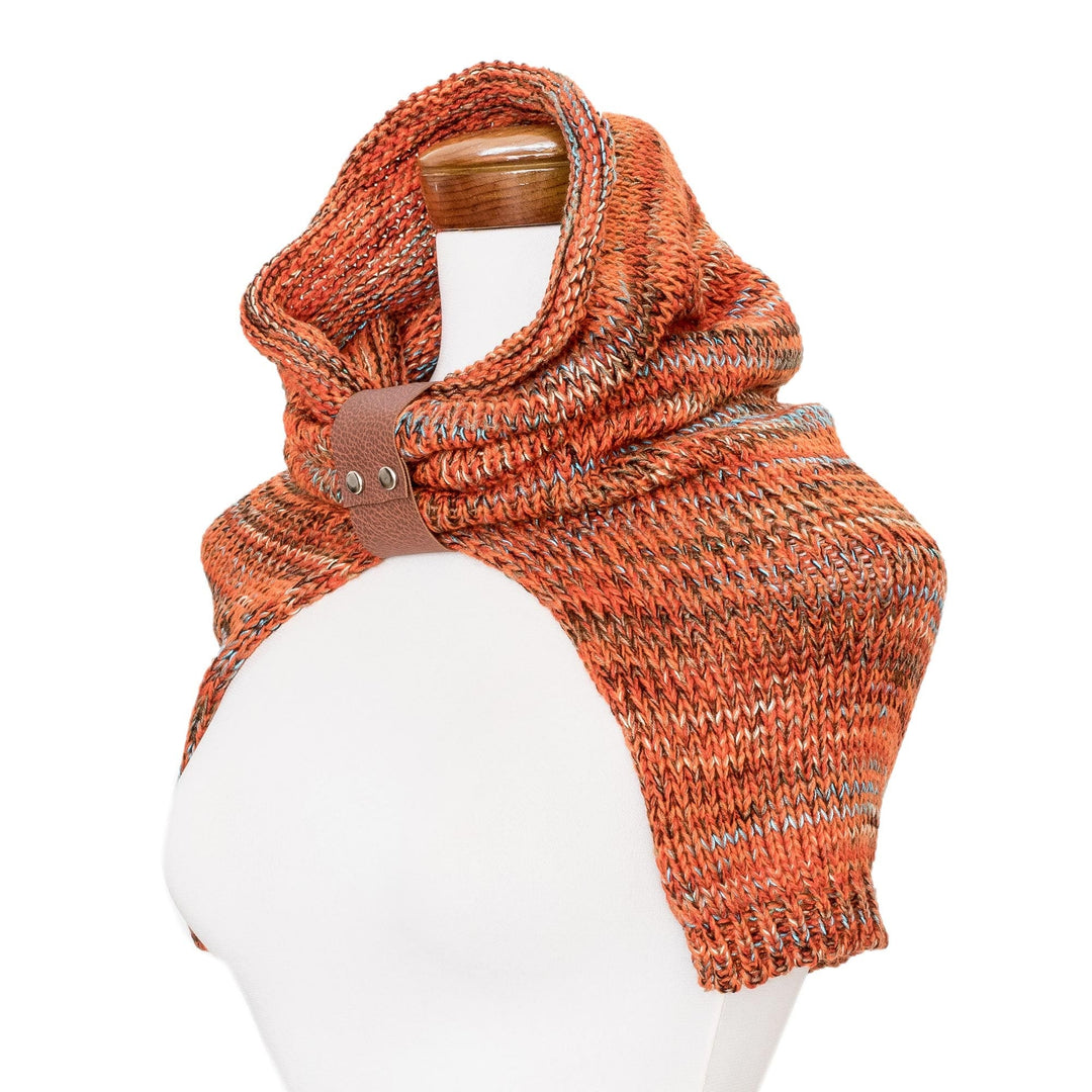 Orange Knit Hood and Cape Combination from Costa Rica - Orange Modern Cowl
