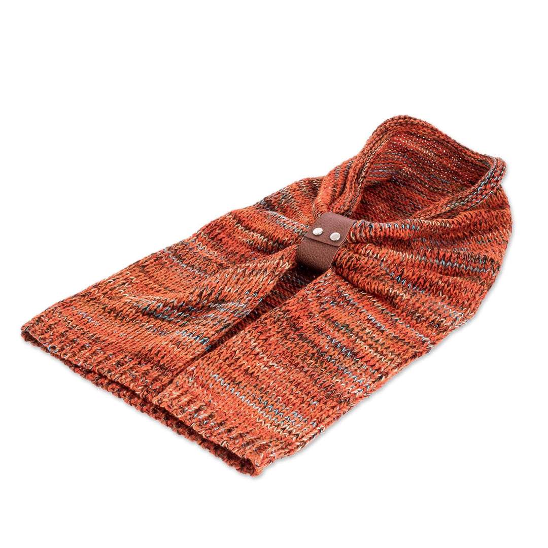 Orange Knit Hood and Cape Combination from Costa Rica - Orange Modern Cowl