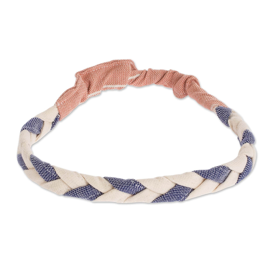 100% Cotton Braided Blue & White Head Band - Solola Sky