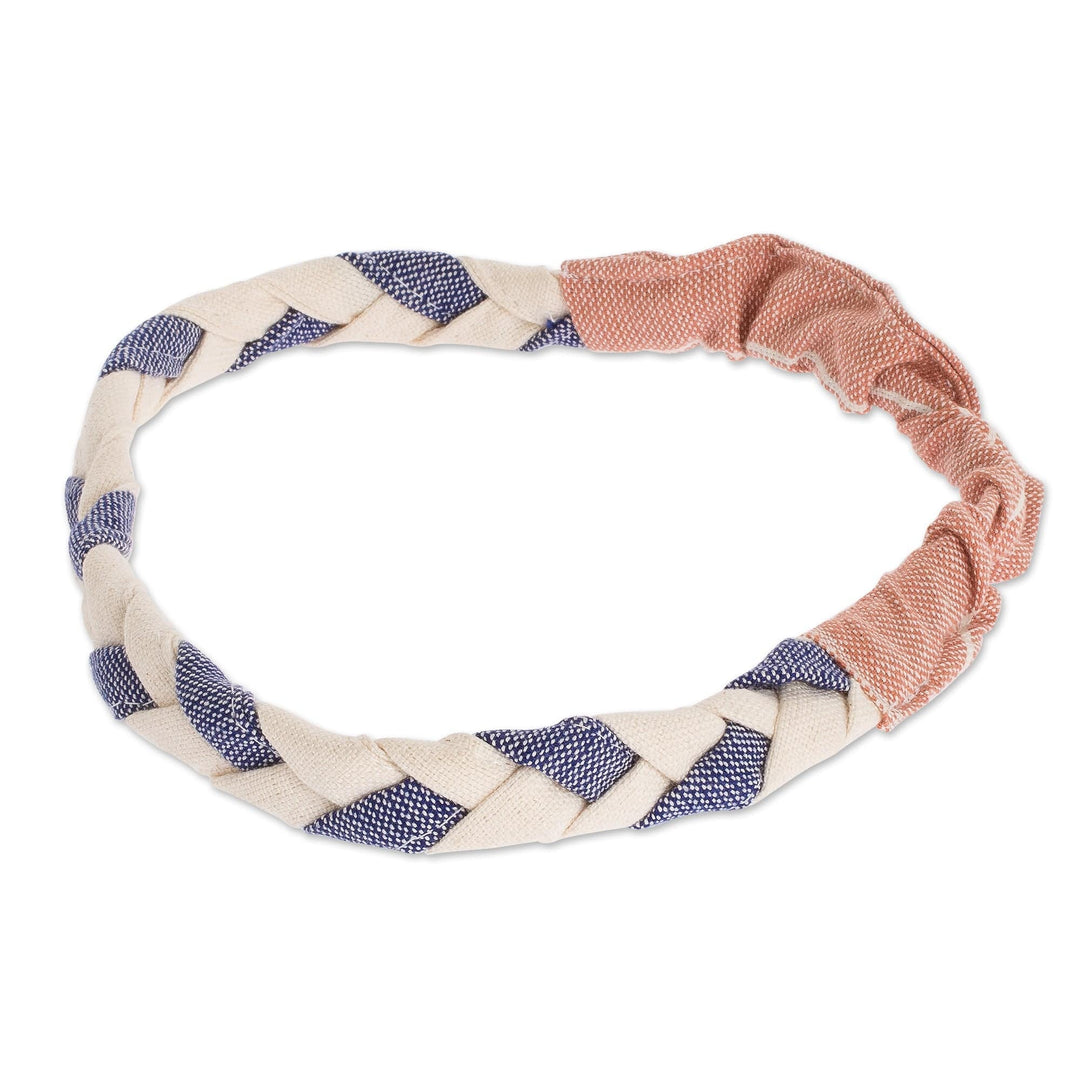 100% Cotton Braided Blue & White Head Band - Solola Sky