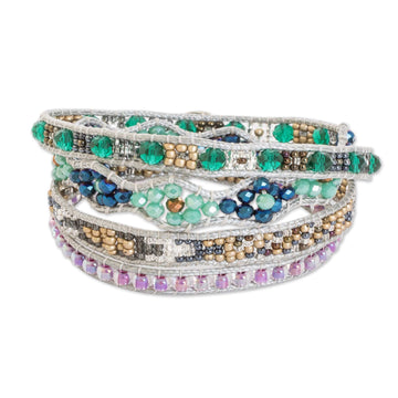 Braided and Beaded Wrap Bracelet From Guatemala - Santiago Sparkles