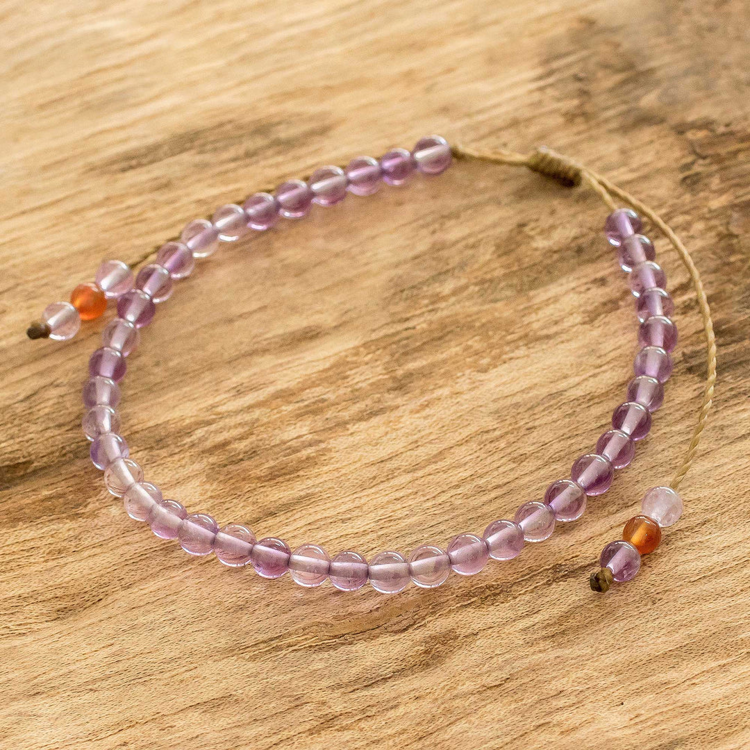 Amethyst and Jasper Bead Bracelet with Sliding Knot - Plum Parade