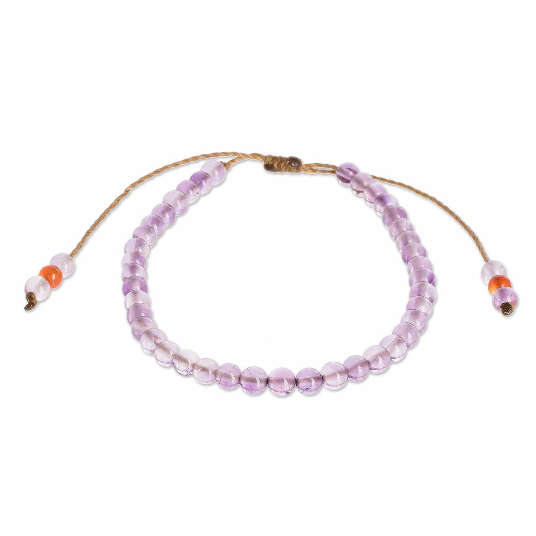 Amethyst and Jasper Bead Bracelet with Sliding Knot - Plum Parade
