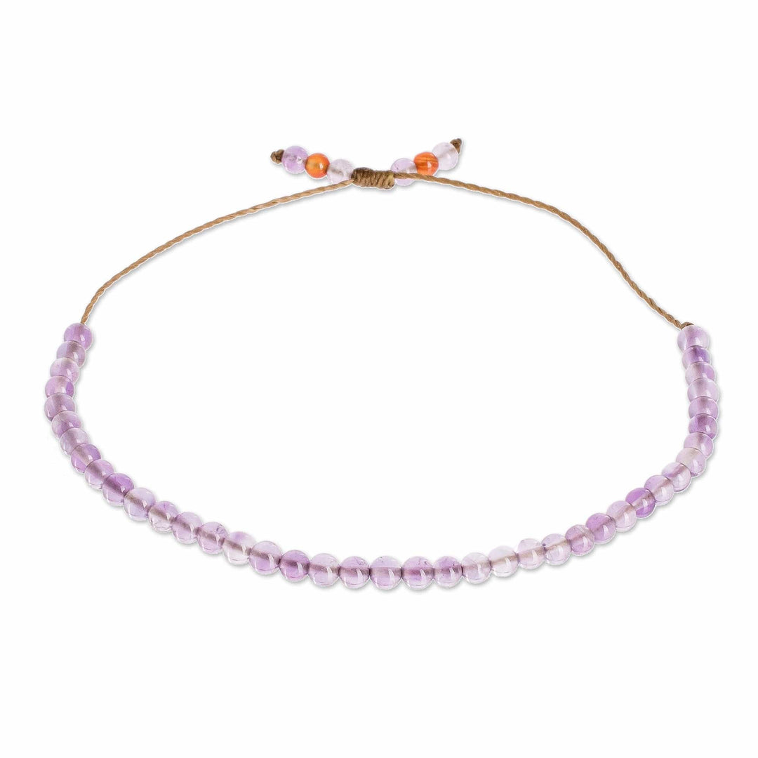 Amethyst and Jasper Bead Bracelet with Sliding Knot - Plum Parade