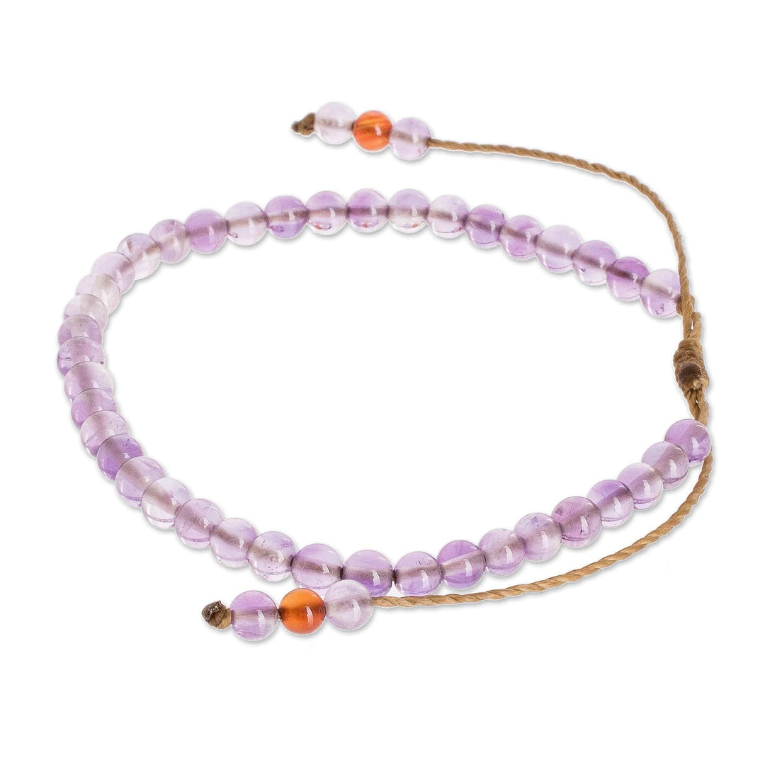 Amethyst and Jasper Bead Bracelet with Sliding Knot - Plum Parade