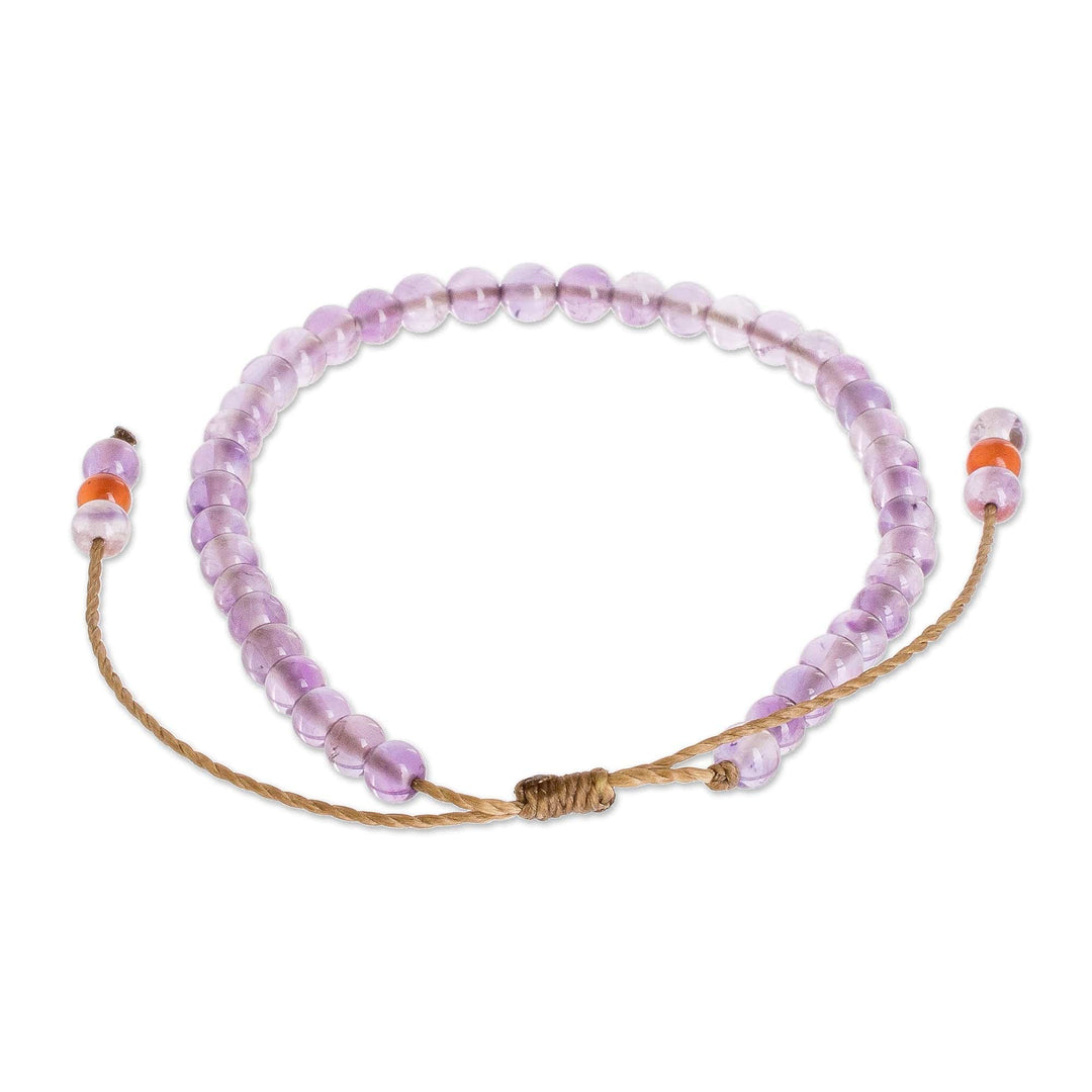 Amethyst and Jasper Bead Bracelet with Sliding Knot - Plum Parade