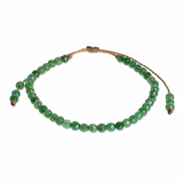 Dark Green Jasper Beaded Bracelet with Sliding Knot - Rainforest Wrap