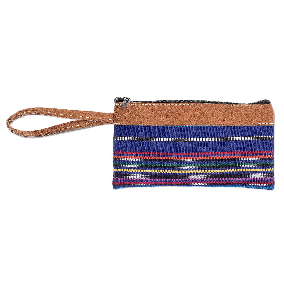 Loom Woven Blue Cotton Clutch Purse - Calderas Lake