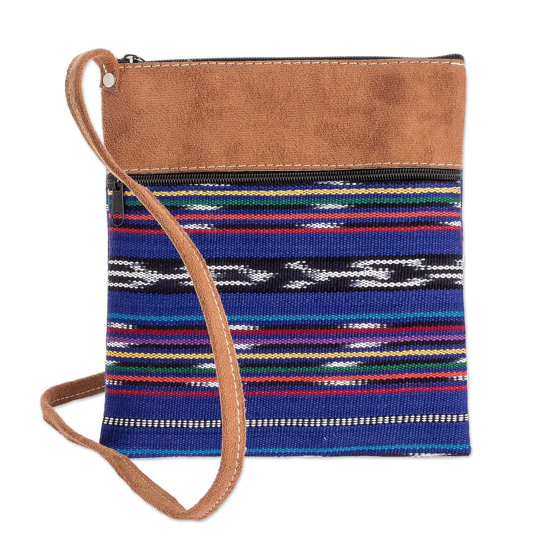 Blue Dominant Jaspe Pattern Sling Purse with Strap - Maya Trekker