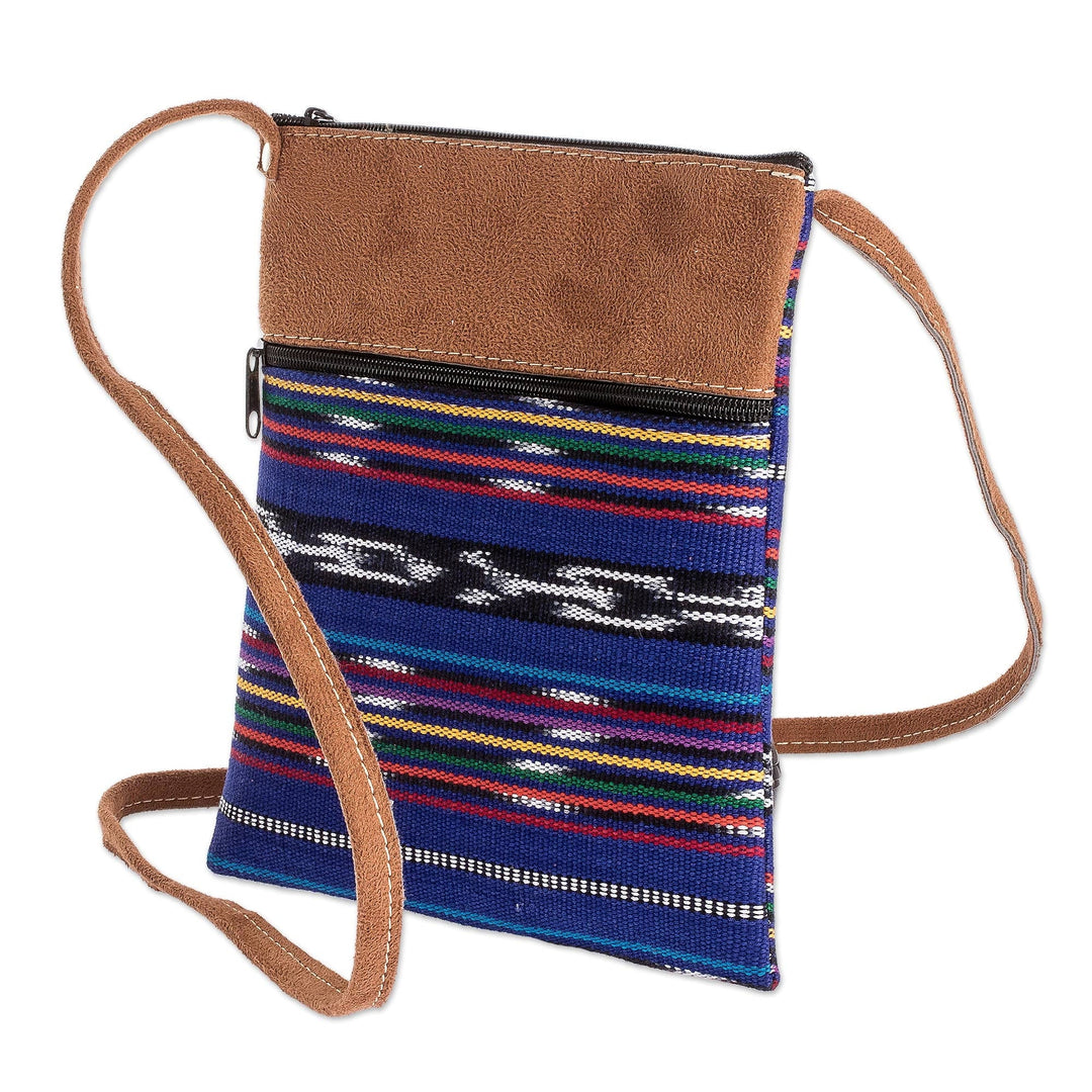 Blue Dominant Jaspe Pattern Sling Purse with Strap - Maya Trekker