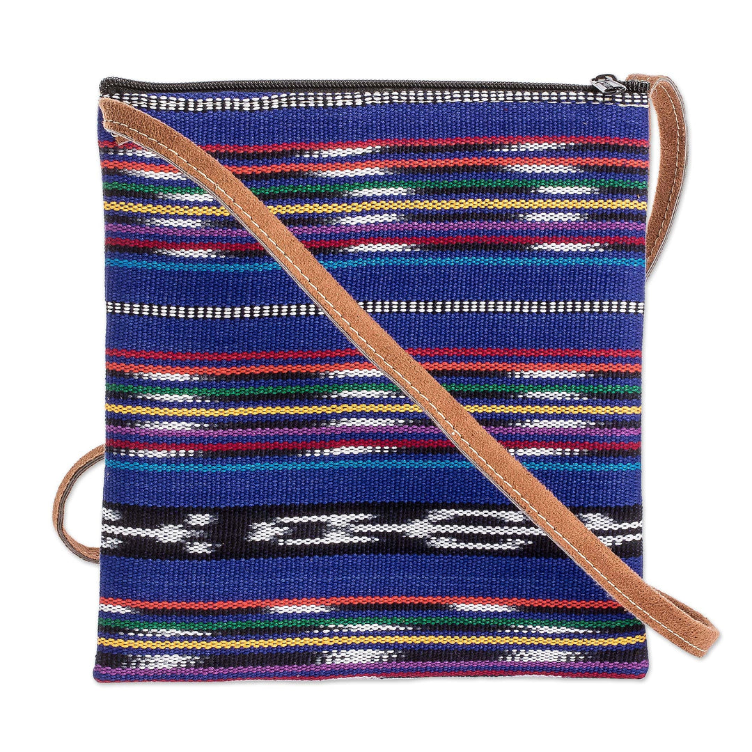 Blue Dominant Jaspe Pattern Sling Purse with Strap - Maya Trekker