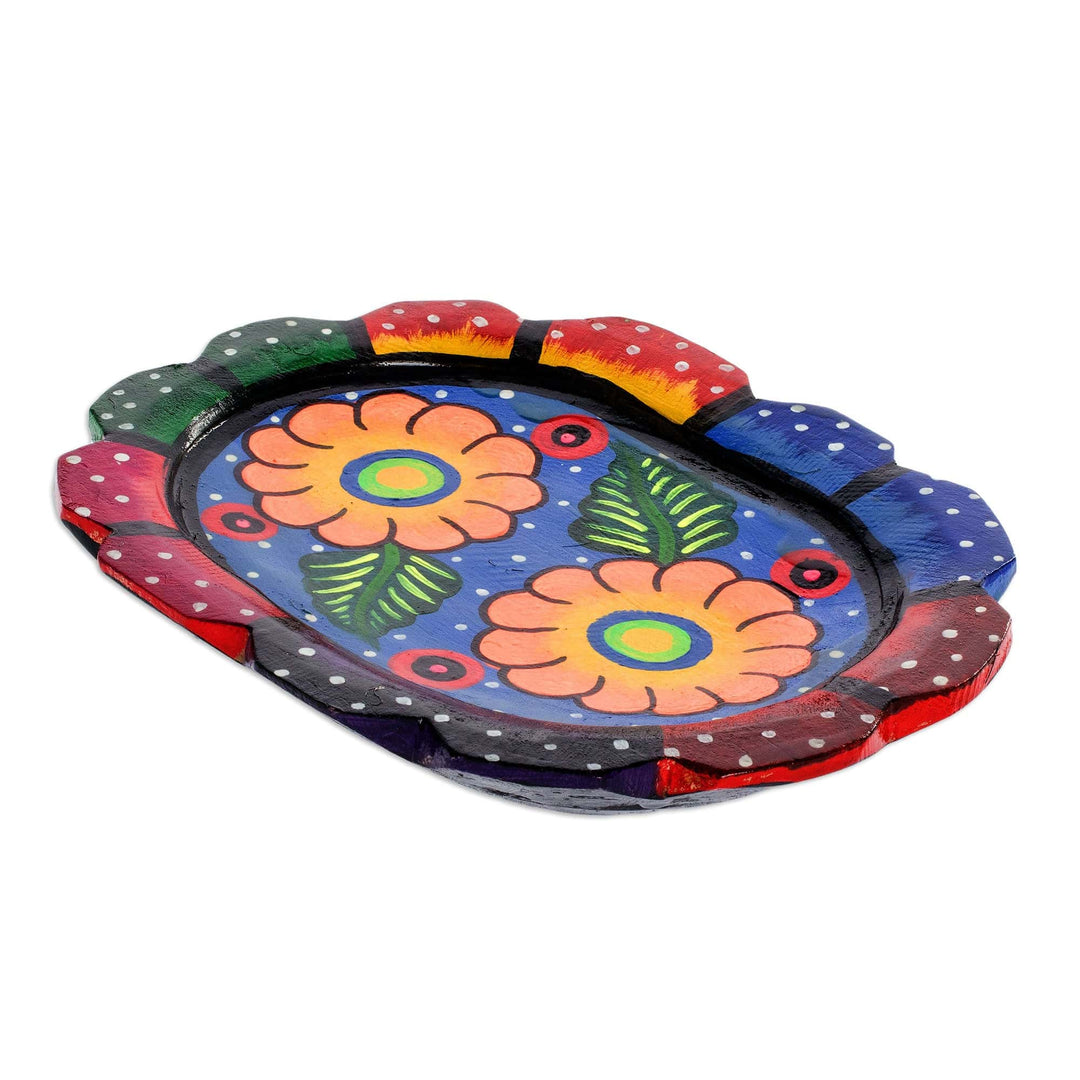 Wood Decorative Plate with Two Yellow Flowers - Two Yellow Flowers