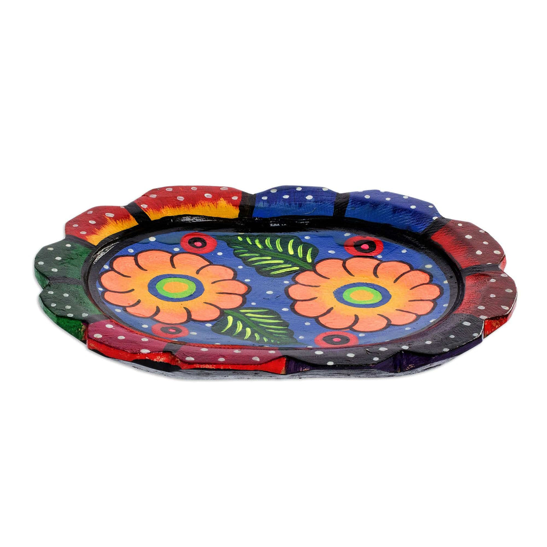 Wood Decorative Plate with Two Yellow Flowers - Two Yellow Flowers
