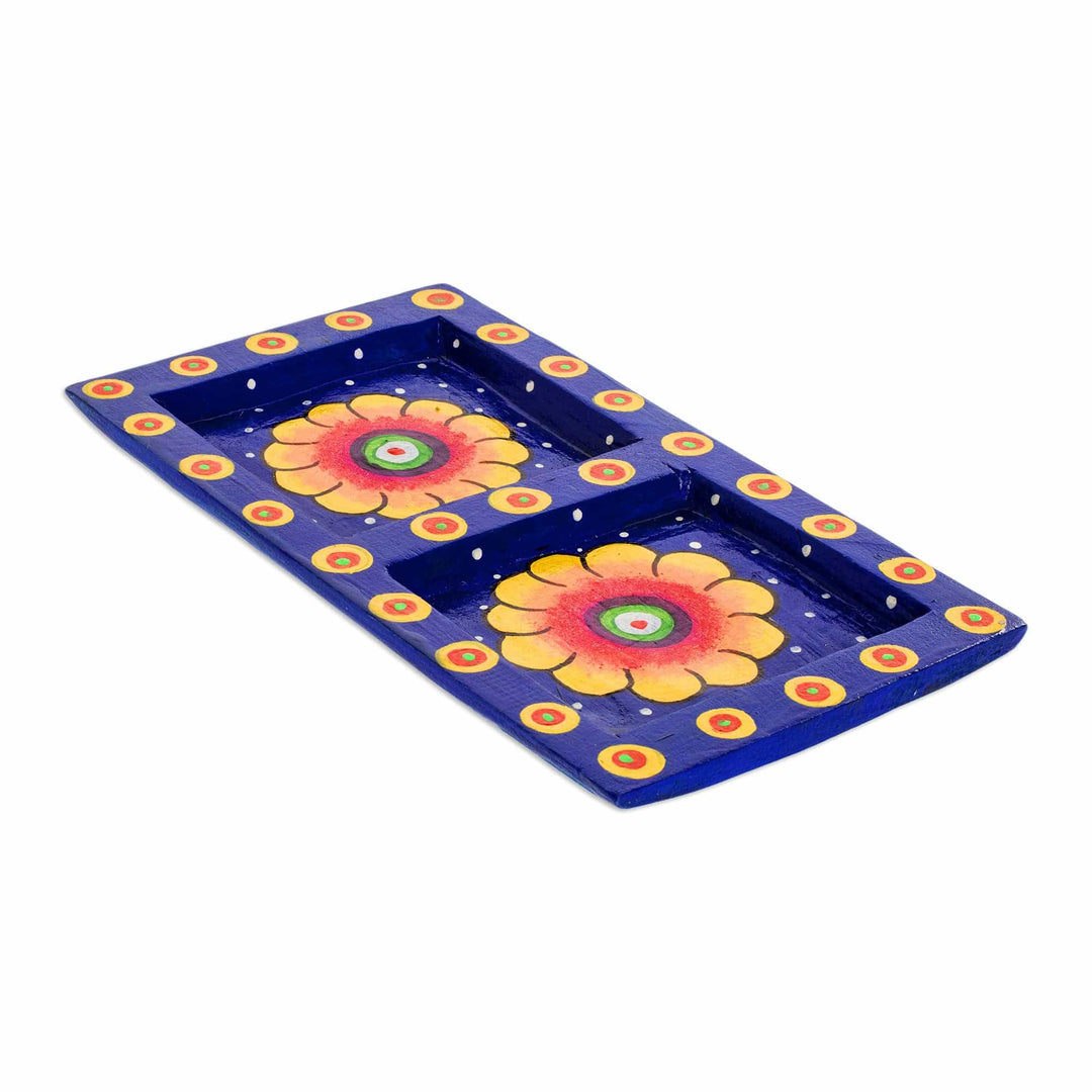 Wood Decorative Plate with Two Yellow Flowers - Yellow Floral Windows