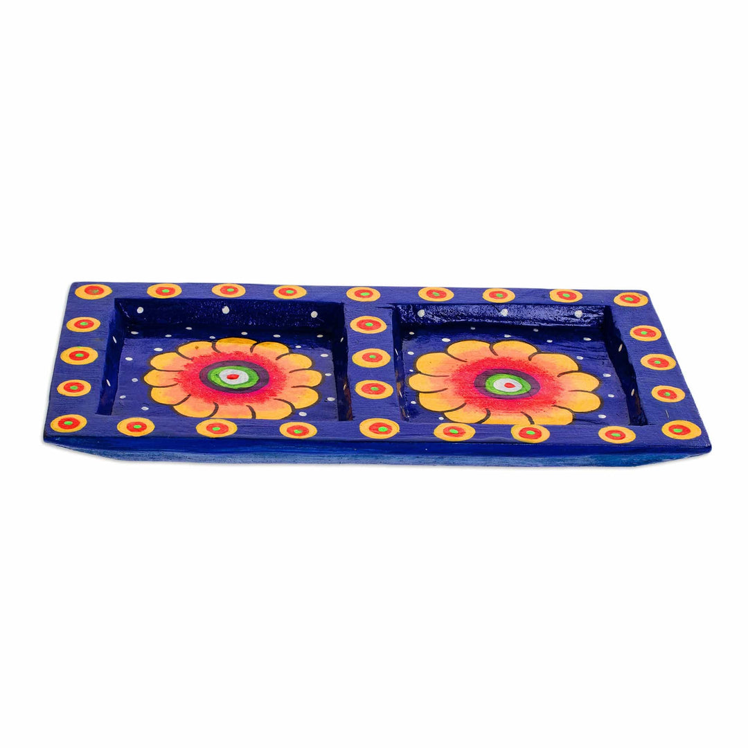 Wood Decorative Plate with Two Yellow Flowers - Yellow Floral Windows