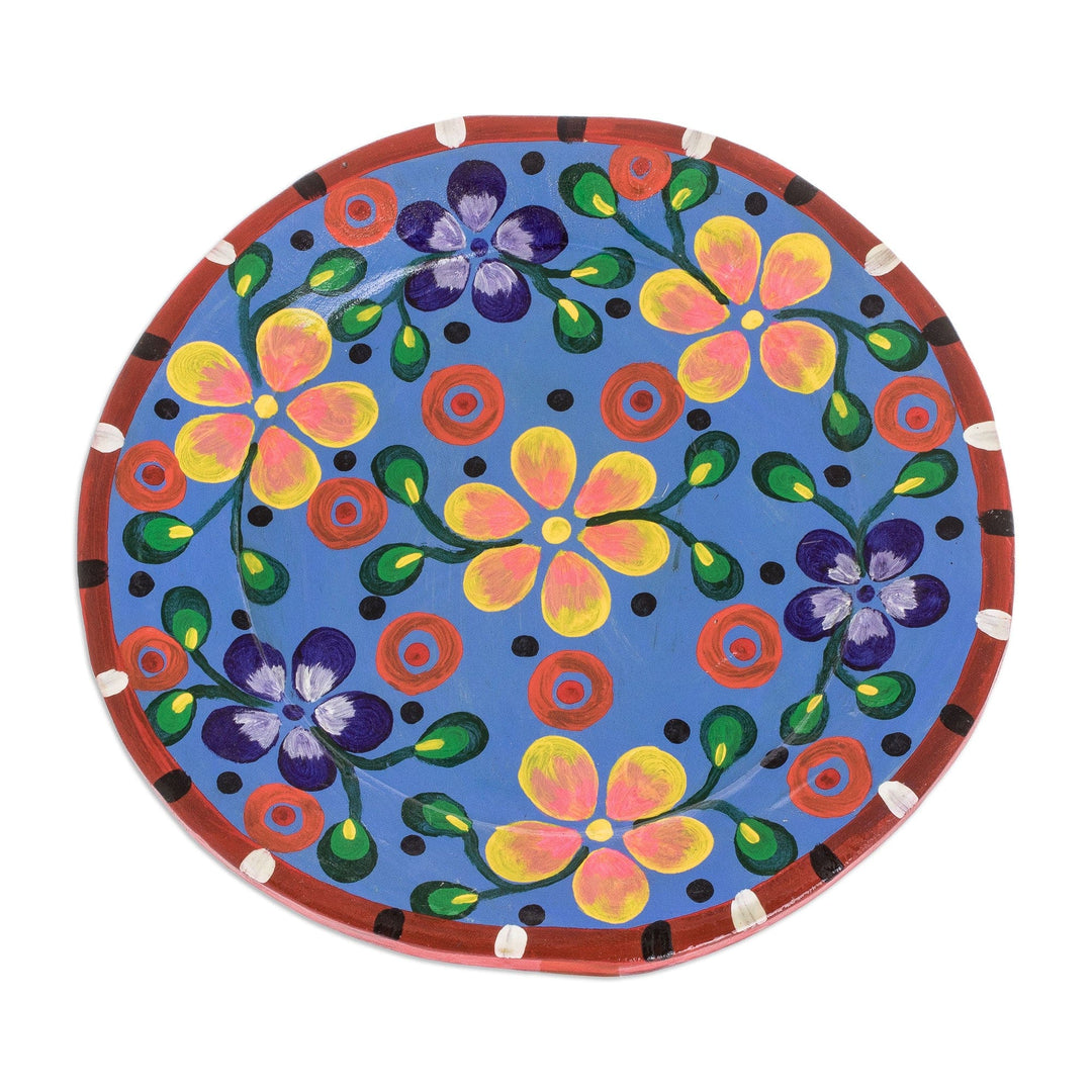 Decorative Plate with Multiple Yellow Flowers - Guatemala Garden