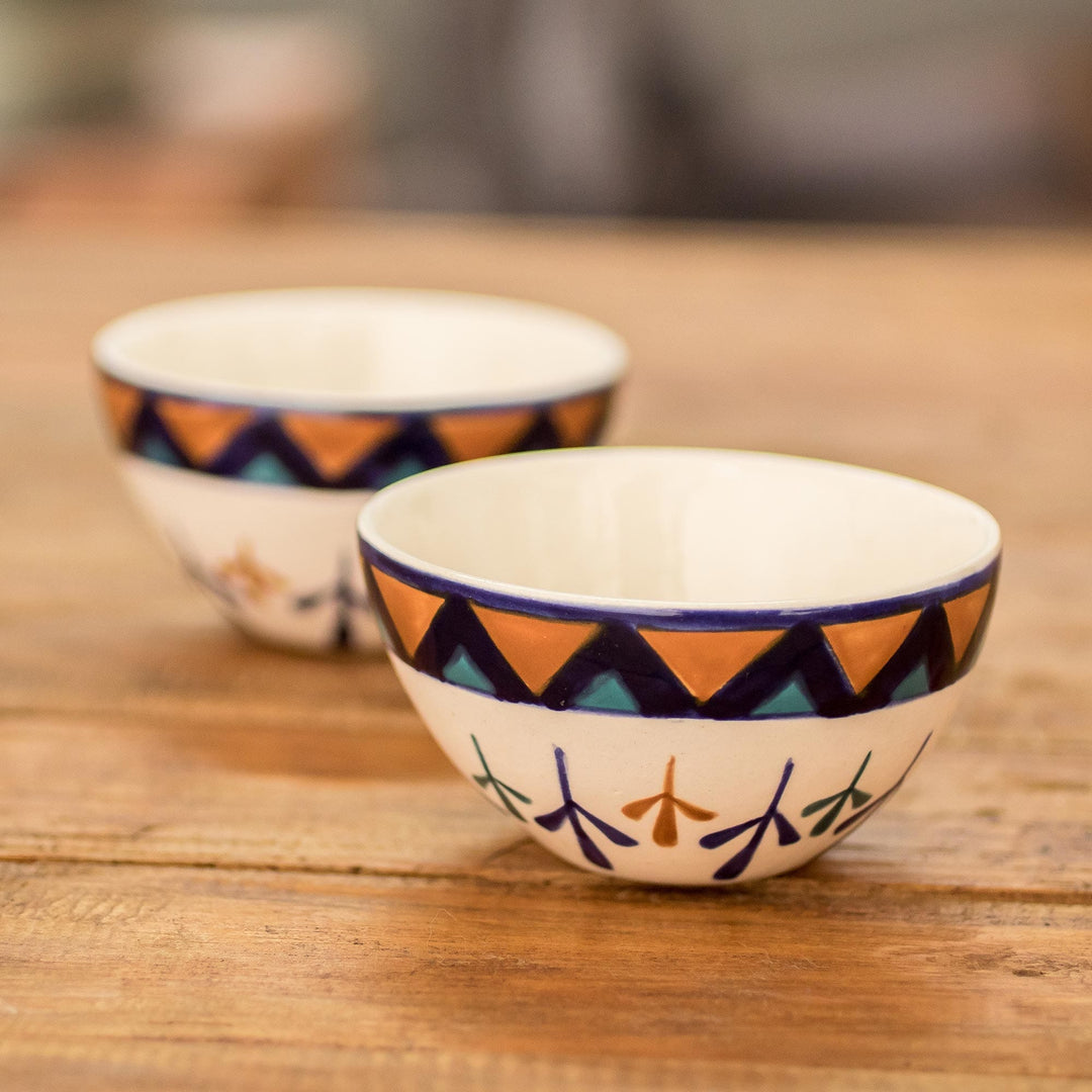 Ceramic Condiment Bowls with Geometric Design (Pair) - Antigua Breeze