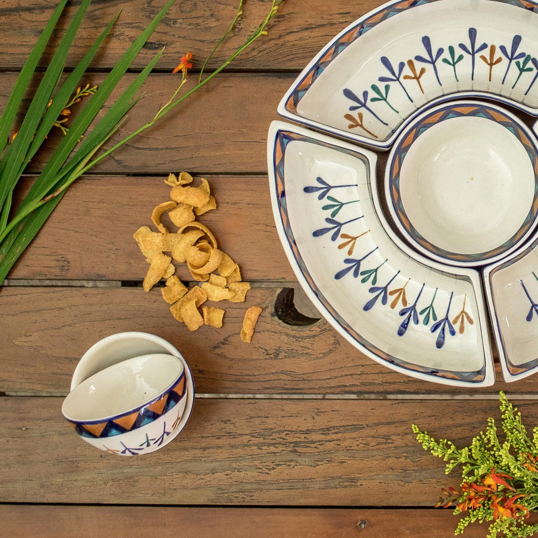 Ceramic Condiment Bowls with Geometric Design (Pair) - Antigua Breeze