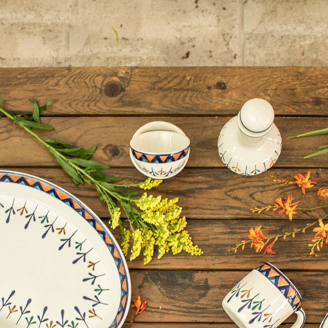 Ceramic Condiment Bowls with Geometric Design (Pair) - Antigua Breeze