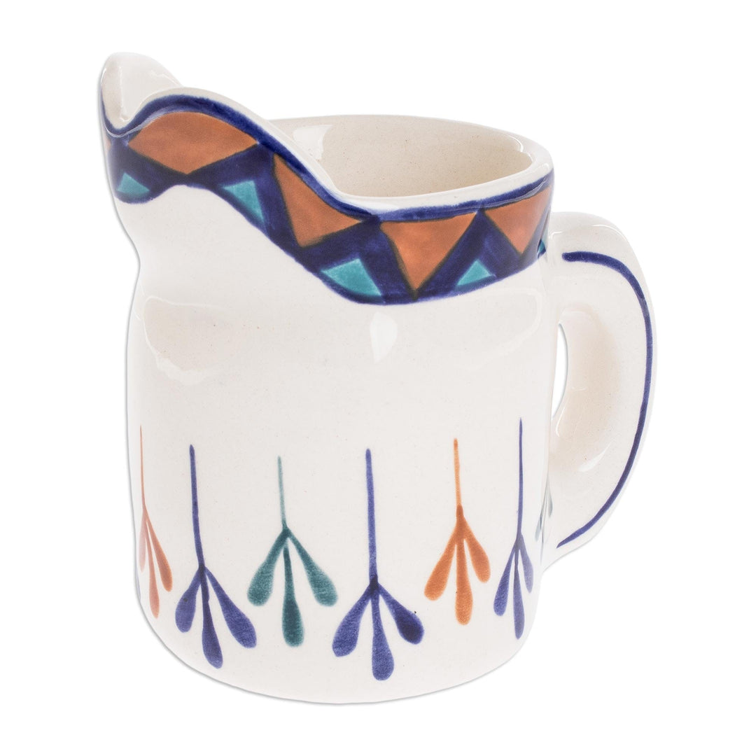 Ceramic Hand Painted Creamer with Geometric Design - Antigua Breeze