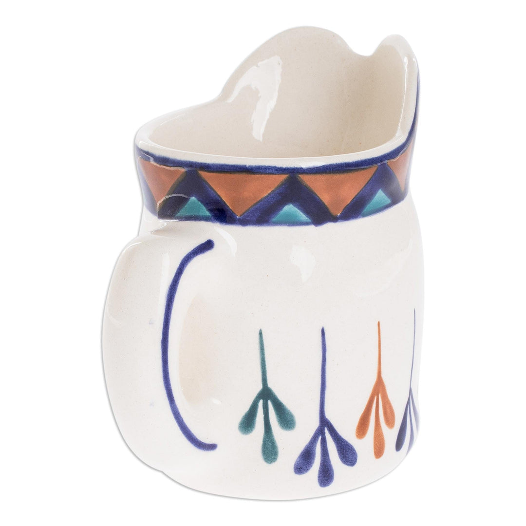 Ceramic Hand Painted Creamer with Geometric Design - Antigua Breeze