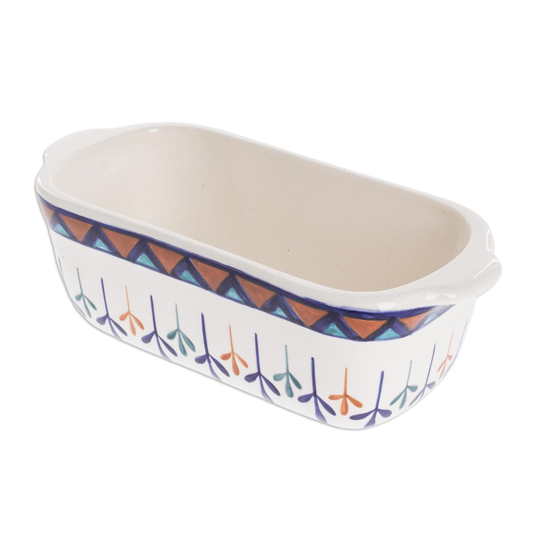 Ceramic Hand Painted Baking Dish with Geometric Design - Antigua Breeze