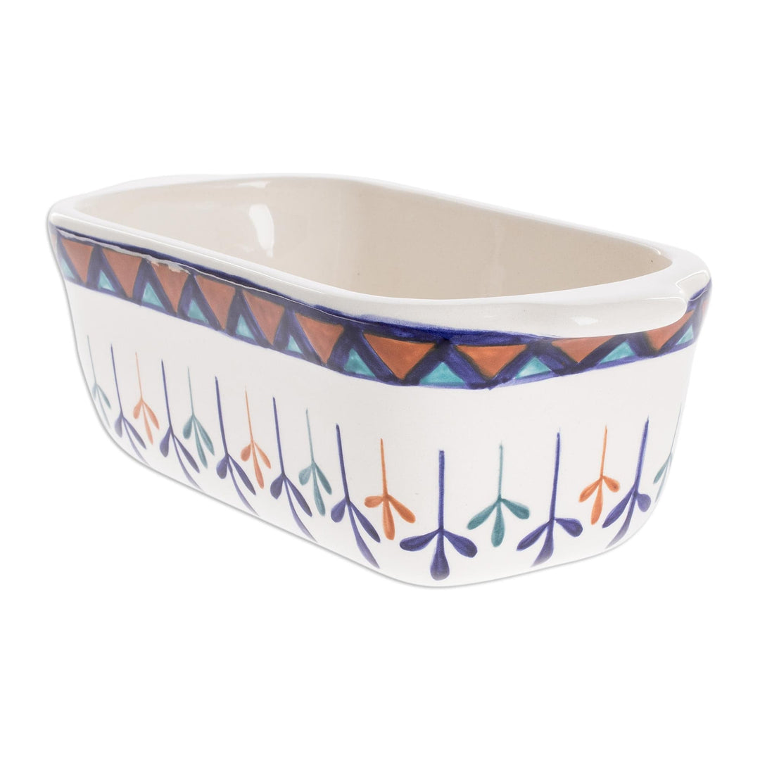 Ceramic Hand Painted Baking Dish with Geometric Design - Antigua Breeze