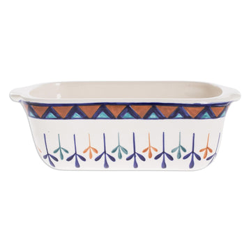 Ceramic Hand Painted Baking Dish with Geometric Design - Antigua Breeze