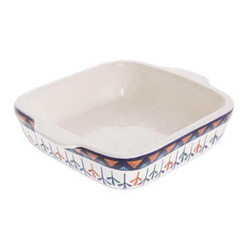 Ceramic Geometric Design Hand Painted Casserole Baking Dish - Antigua Breeze