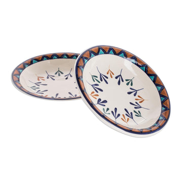 Ceramic Hand Painted Bowls with Geometric Design (Pair) - Antigua Breeze