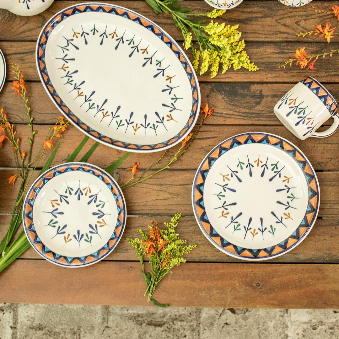 Ceramic Hand Painted Plates with Geometric Design (Pair) - Antigua Breeze