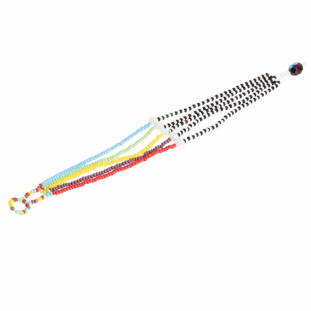 Black and White Multicolor Multiple Strand Bracelet - Rainbow Zebra