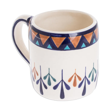 Ceramic Hand Painted Coffee Cup with Geometric Design - Antigua Breeze