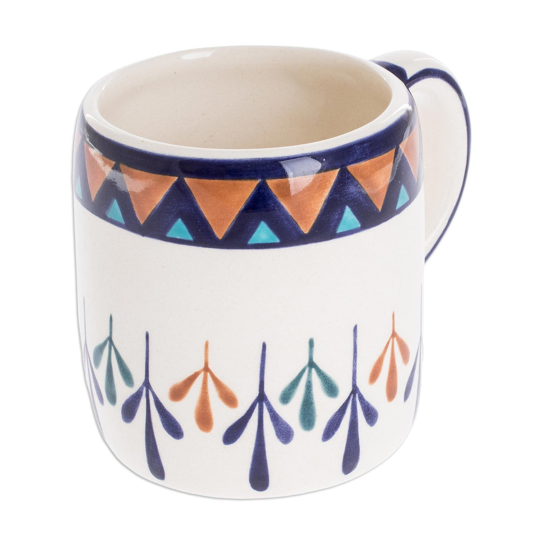 Ceramic Hand Painted Coffee Cup with Geometric Design - Antigua Breeze