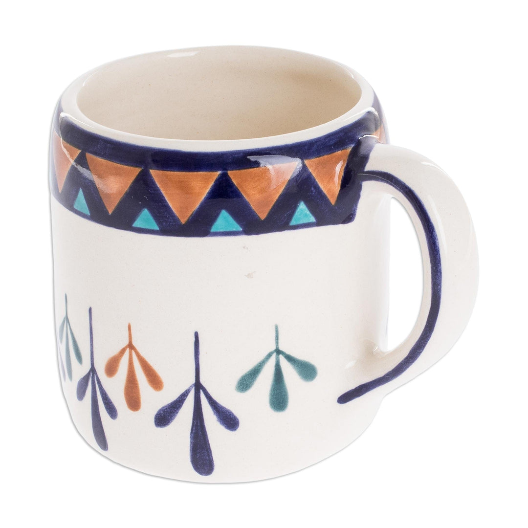 Ceramic Hand Painted Coffee Cup with Geometric Design - Antigua Breeze