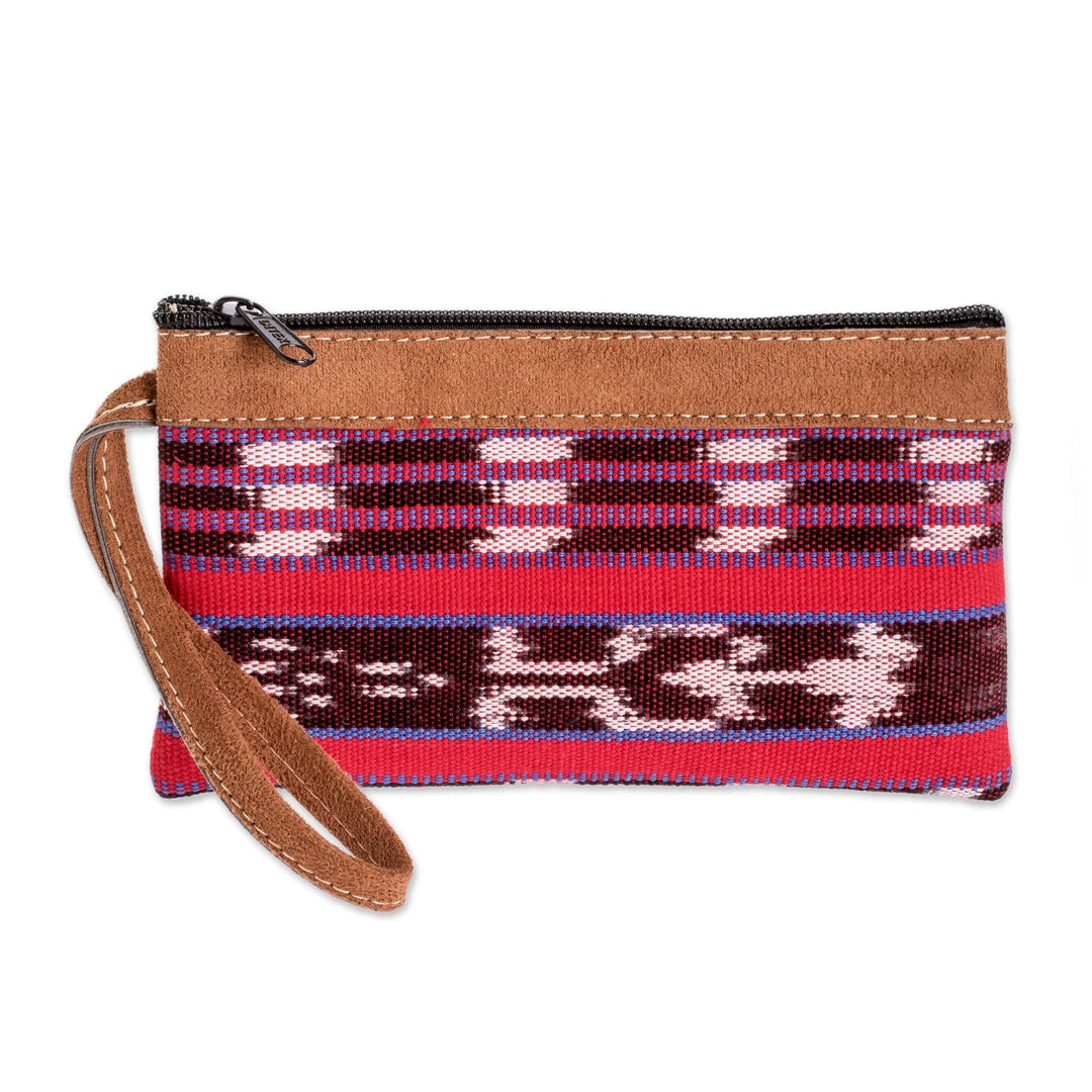 Handwoven Cotton Wristlet Bag with Zippered Closure - Jocotenango Stash