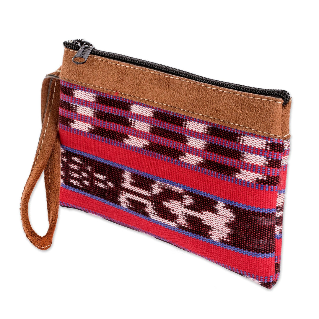 Handwoven Cotton Wristlet Bag with Zippered Closure - Jocotenango Stash
