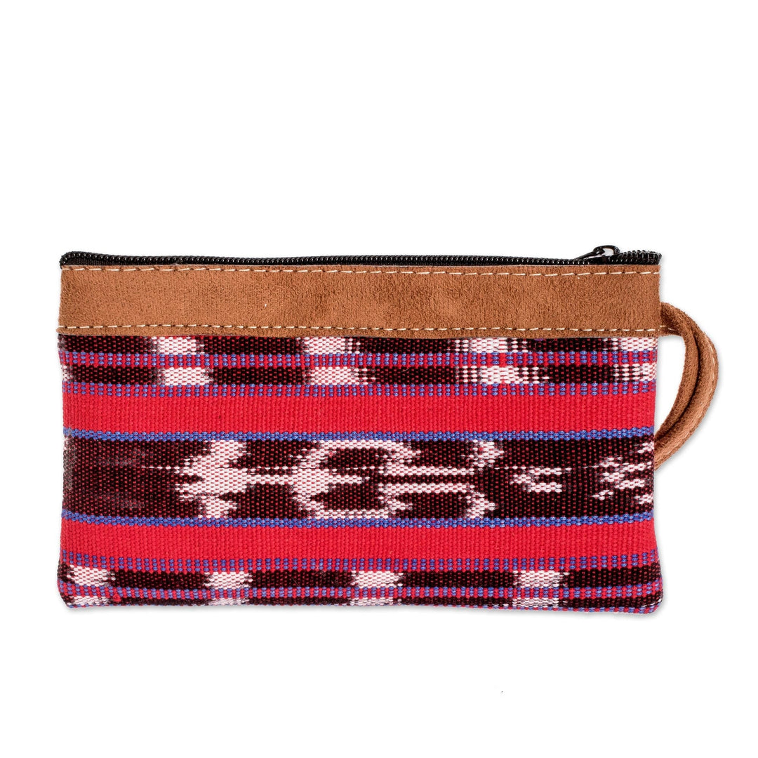 Handwoven Cotton Wristlet Bag with Zippered Closure - Jocotenango Stash